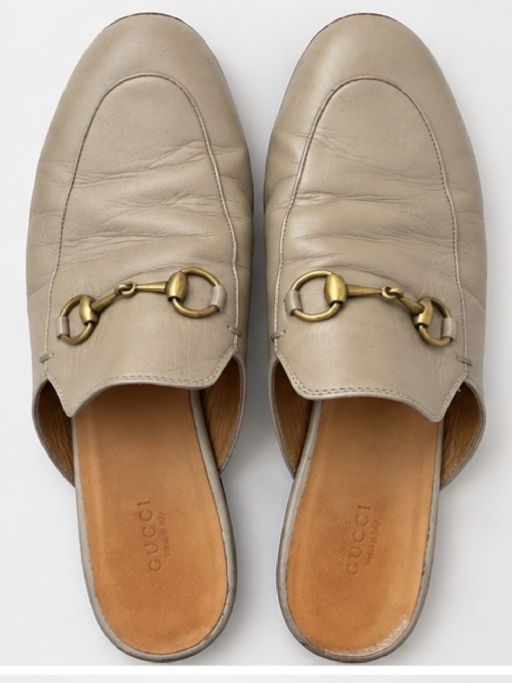 Gucci Princetown Horsebit Leather Mule Loafers Beige/Taupe Size 41